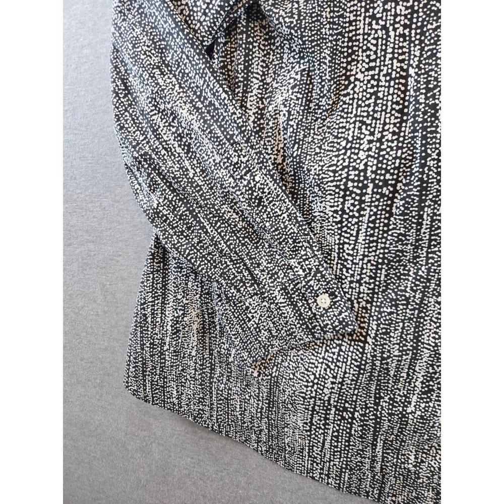 COS Button Down Shirt Women 10 Black White Textured Dots Long Sleeve‎ Stretch - Picture 9 of 11